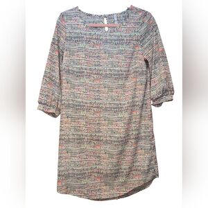 Flamingo Neon cheetah Print Long Sleeve Shift Dress Sz Small